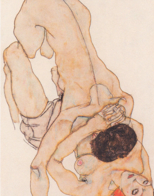 Arte erótico queer de Egon Schiele Impresión de acuarela de amantes lesbianas con descarga instantánea | Arte de pared erótico expresionista | Obra de arte LGBTQIA+