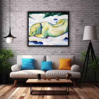 Perro tumbado en la nieve - Descarga digital de arte mural
