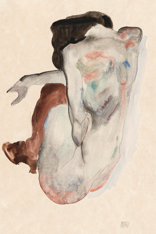 Desnudo agachado con zapatos y medias negras de Egon Schiele - Arte mural de descarga digital - Descarga instantánea imprimible