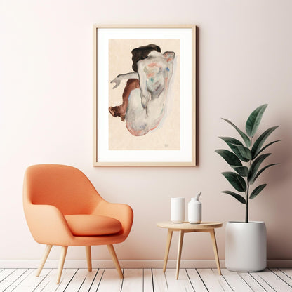 Desnudo agachado con zapatos y medias negras de Egon Schiele - Arte mural de descarga digital - Descarga instantánea imprimible