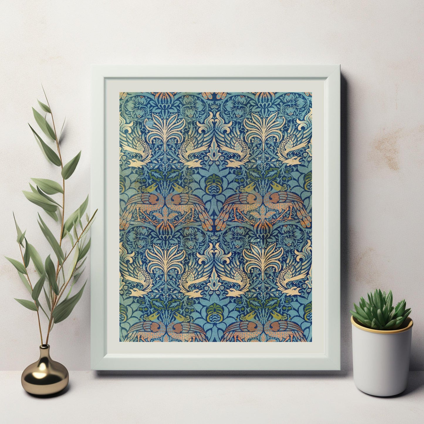 William Morris Peacock and Dragon Pattern Digital Download - Elegant Vintage Textile Art for Instant Home Decor