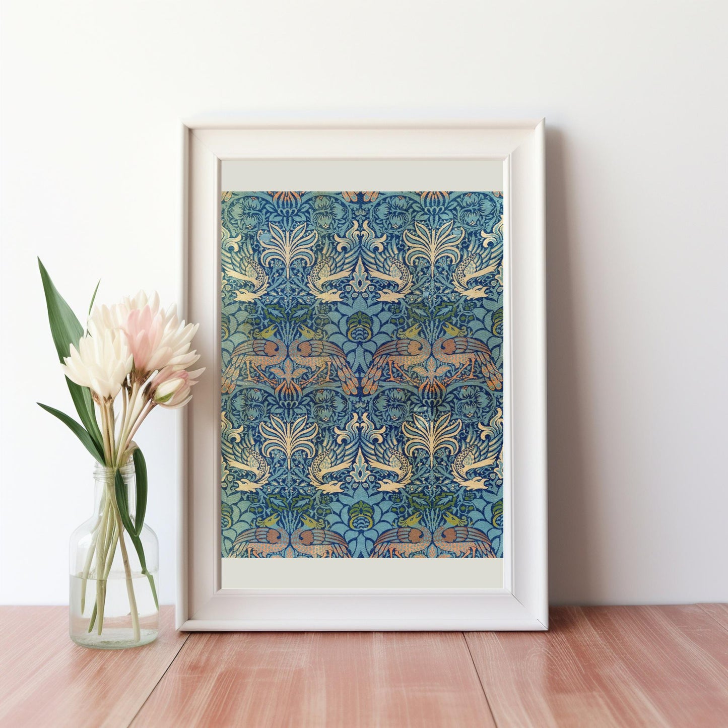 William Morris Peacock and Dragon Pattern Digital Download - Elegant Vintage Textile Art for Instant Home Decor