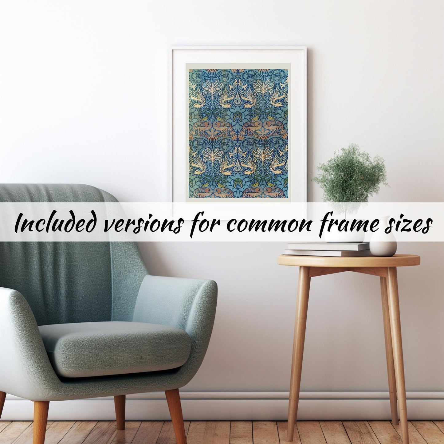 William Morris Peacock and Dragon Pattern Digital Download - Elegant Vintage Textile Art for Instant Home Decor