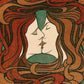 Embracing Love Abstract Representation of Two Women Kissing in Warm Tones - Perfect Wall Art for Queer Spaces