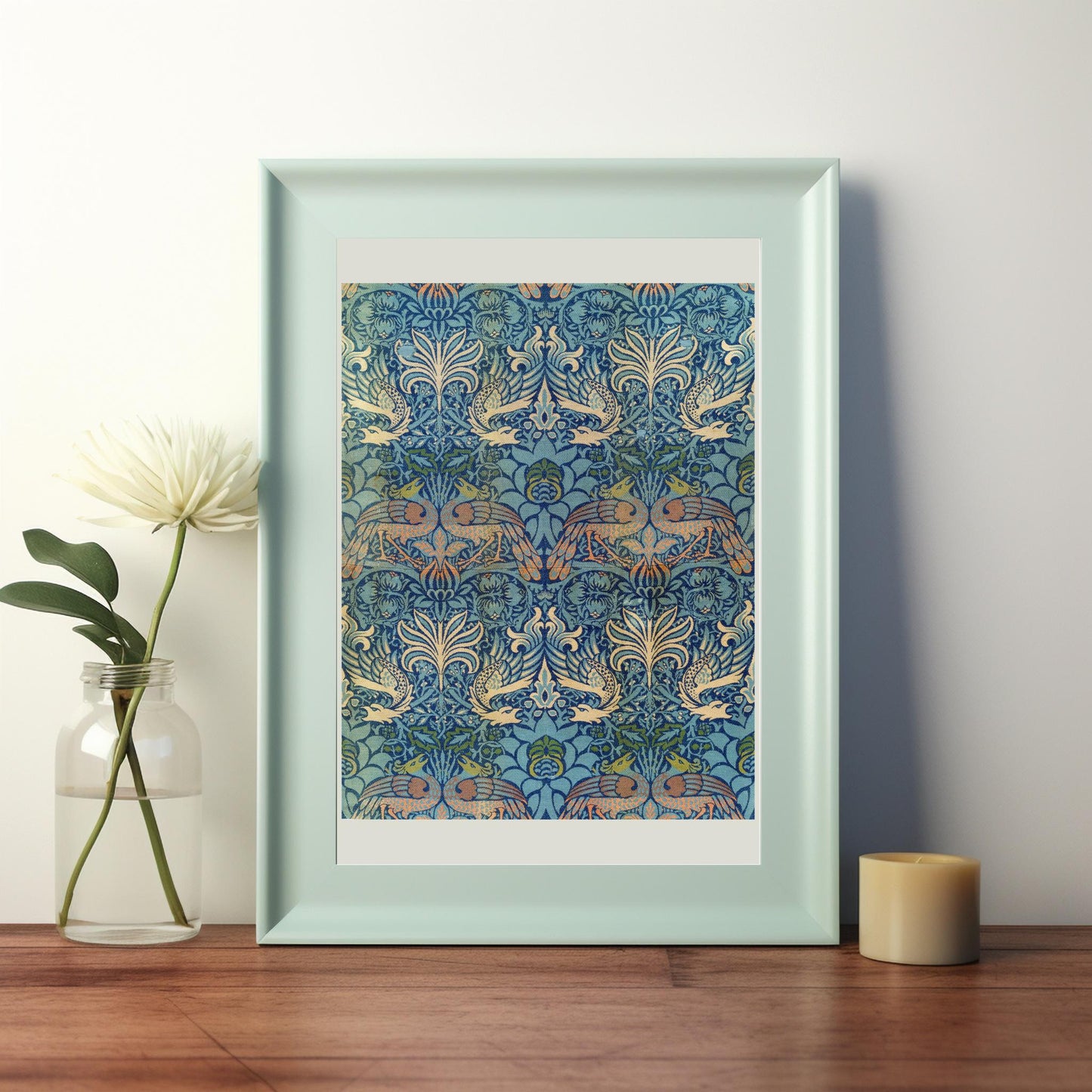 William Morris Peacock and Dragon Pattern Digital Download - Elegant Vintage Textile Art for Instant Home Decor