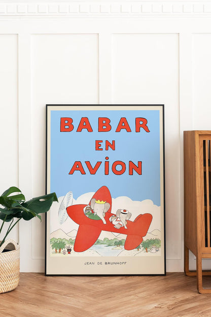 Babar the elephant wall decor printable wall art nursery decor kids gift retro wall art illustration print nursery decor cute wall art