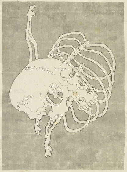 Art Print "Skull and Rib Cage by Katsushika Hokusai" Hokusai