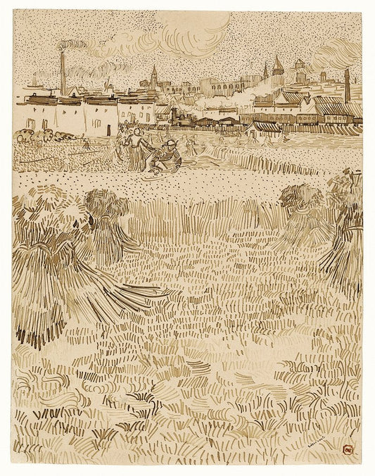 Arles: Vista desde los campos de trigo (1888) de Vincent van Gogh