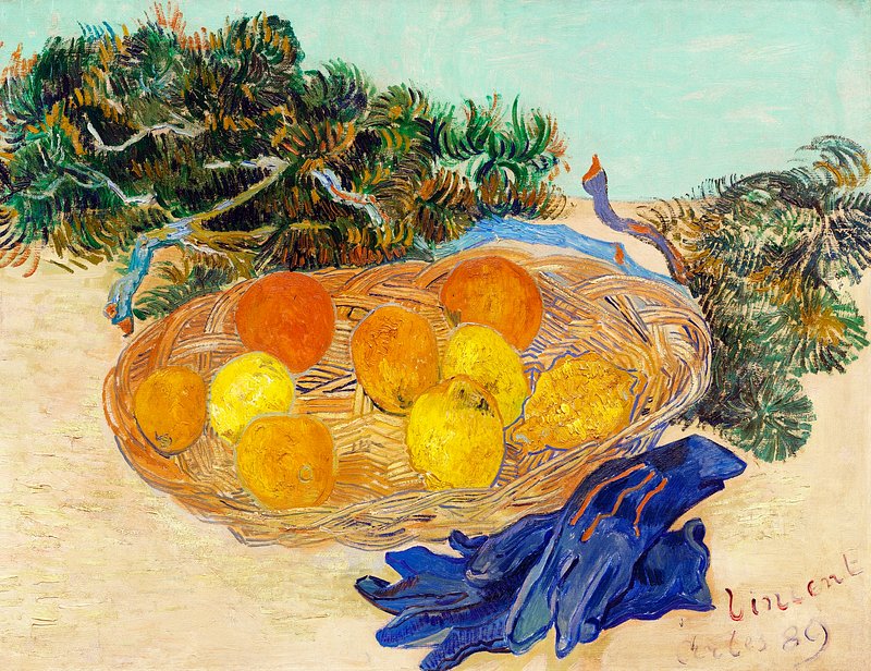 Still Life of Oranges and Lemons with Blue Gloves (1889) by Vincent van Gogh