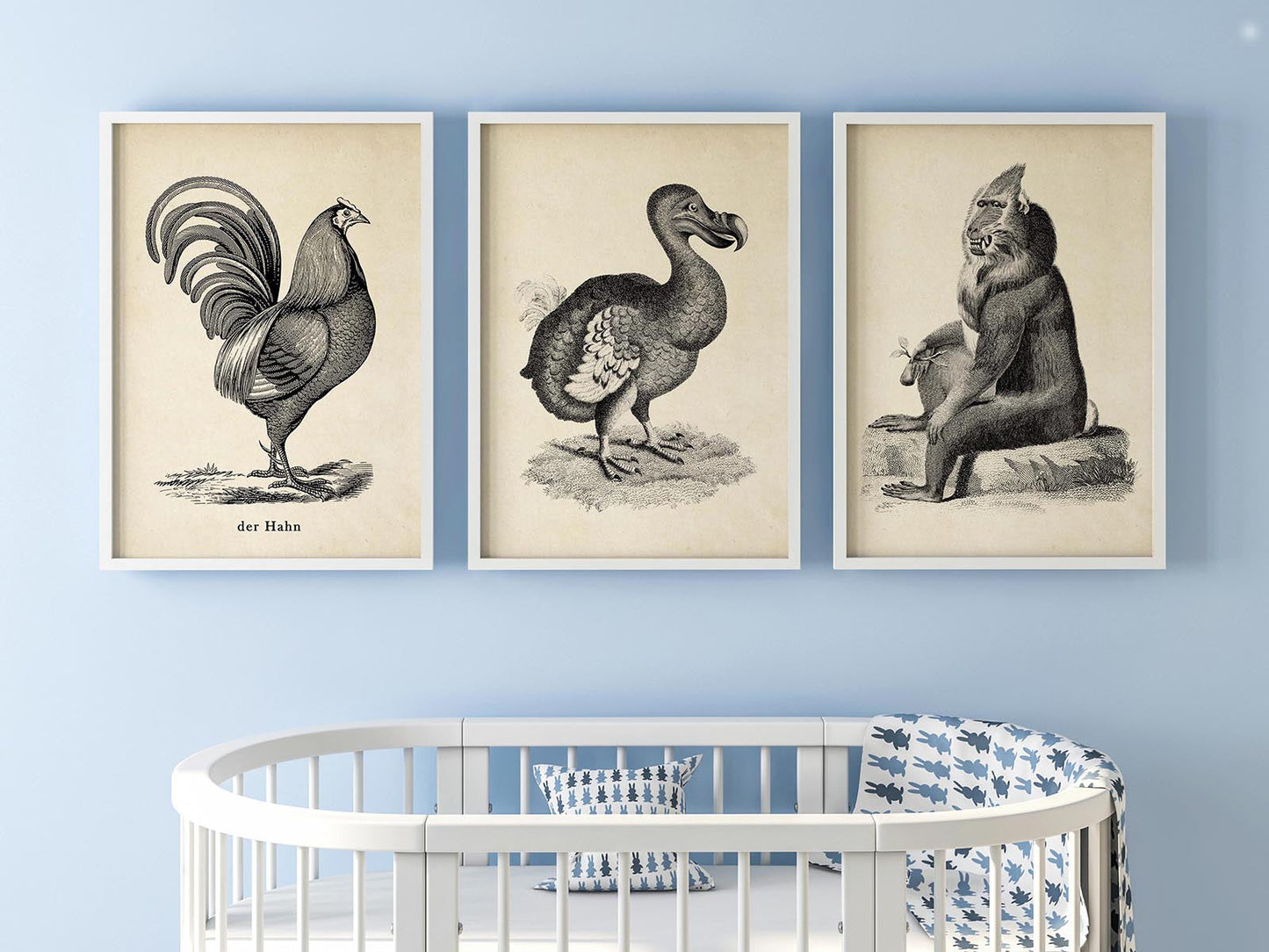 Vintage Animal Cute Poster Set of 3 Prints