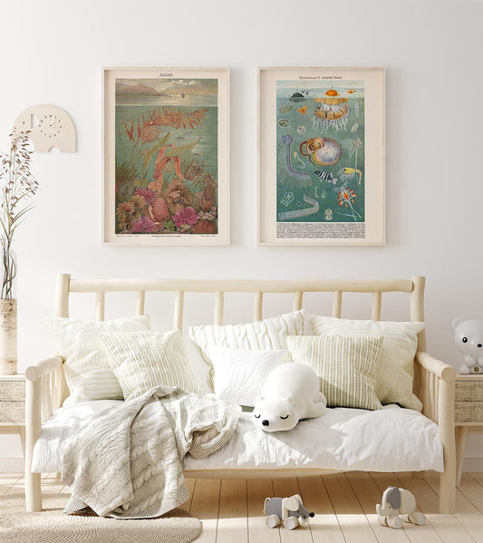 Sea Life Poster Set of 2 Prints