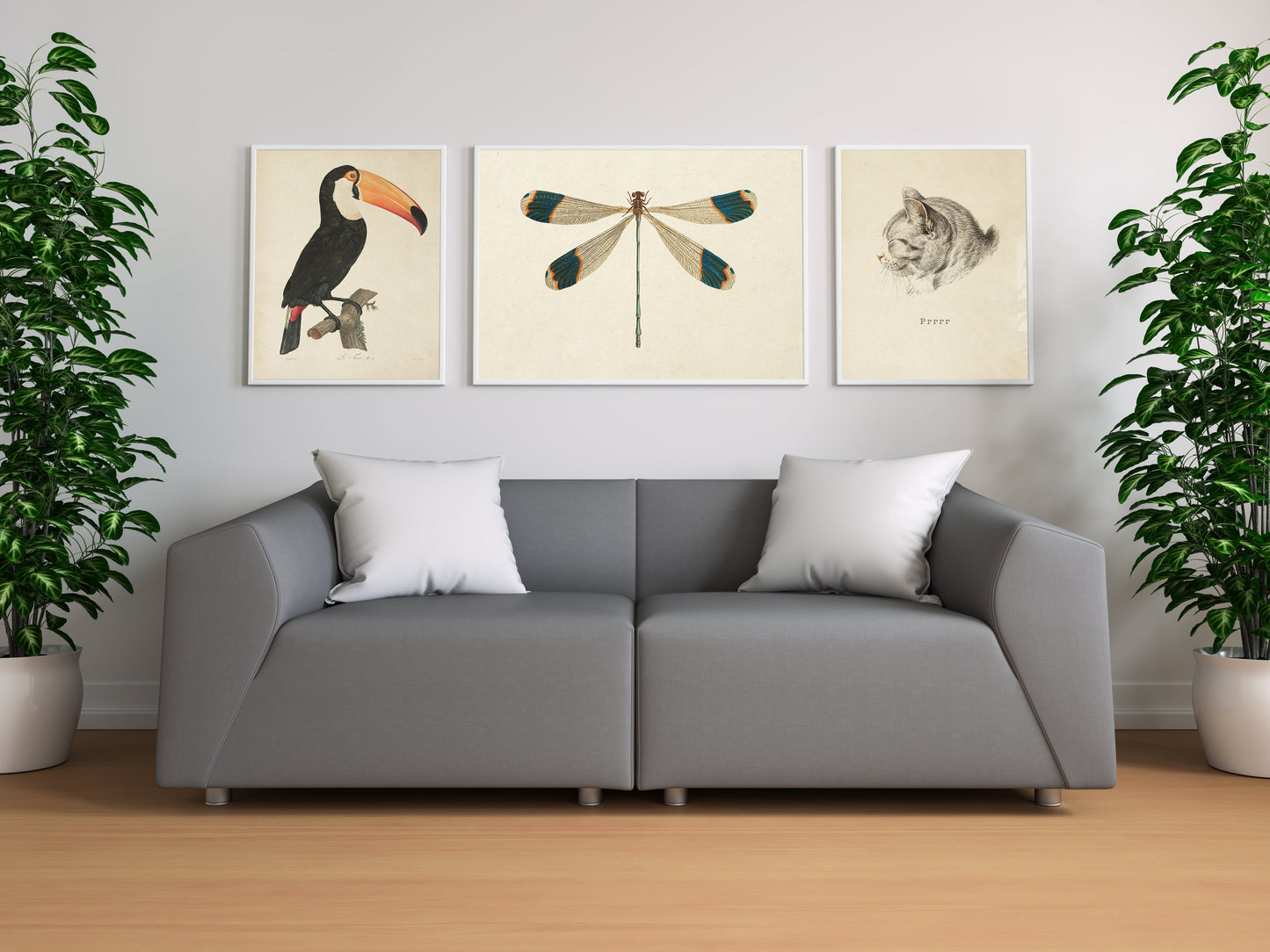 Vintage Animals Tryptic, Series 3 (Set of 3 Prints)