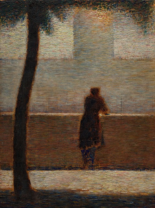 Un hombre apoyado en un parapeto (ca. 1881) de Georges Seurat