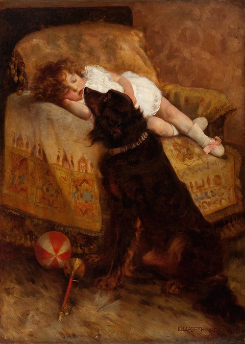 Niño durmiendo con perro (1887)