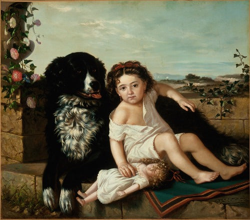 Retrato de una niña con perro (1879)