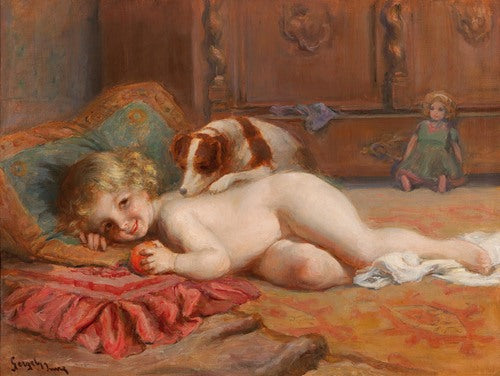 Child with Dog and Doll