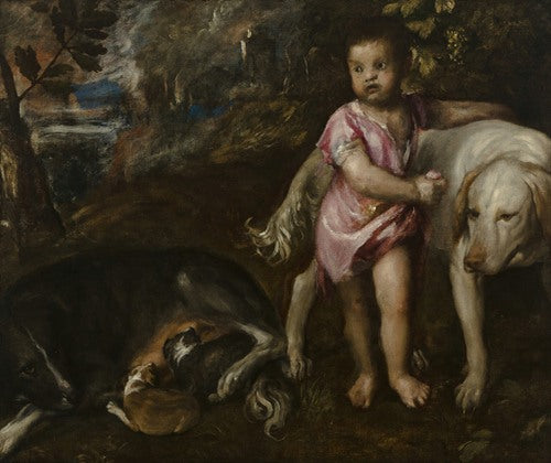 Niño con perros en un paisaje (década de 1560-1570)