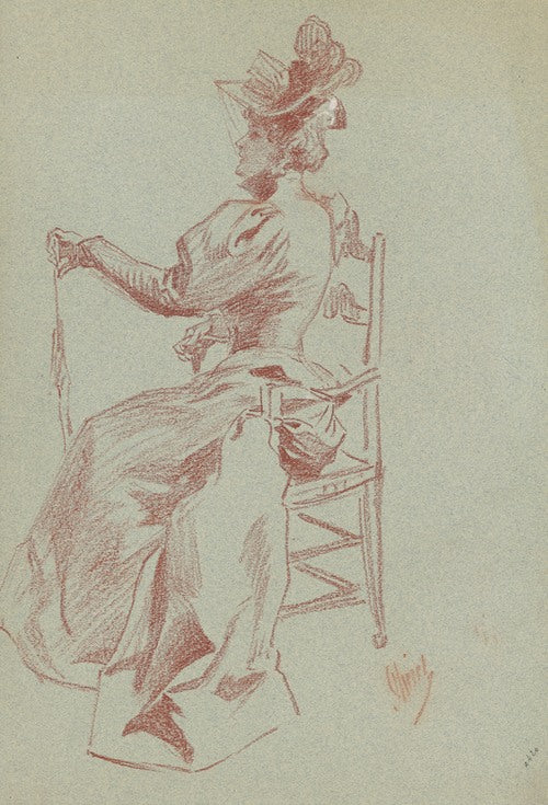 Dama elegante sentada en una silla (c. 1900)