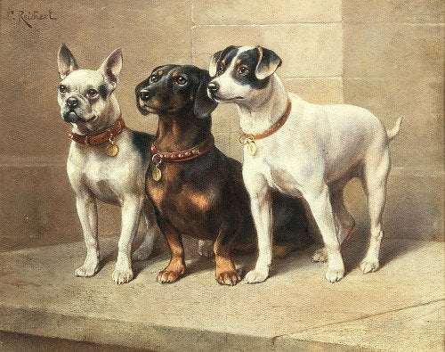 Tres perros vigilantes