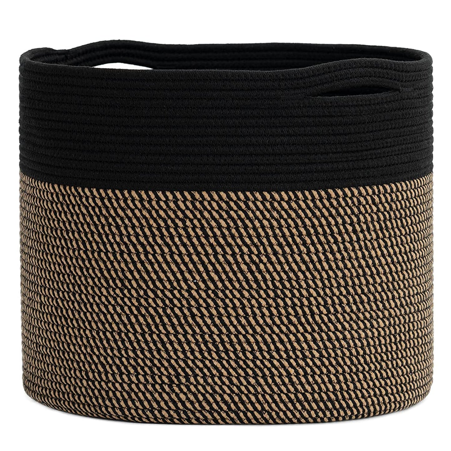 Black Stripe Rope Basket, Large - 15.8"x15.8"x13.8"