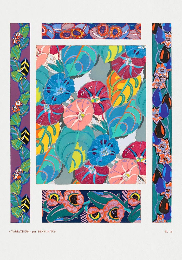 Vintage Floral Art Deco Pattern, Variation 15 by Édouard Bénédictus