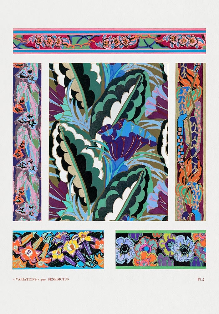 Vintage Geometric Floral Art Deco Pattern, Variation 4 by Édouard Bénédictus