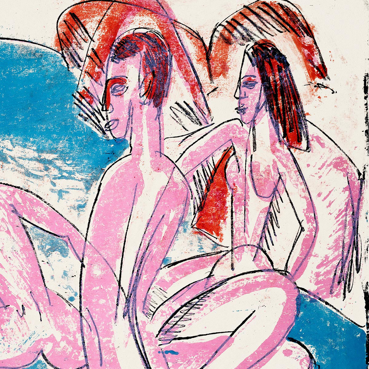 Three Bathers by Stones by Ernst Kirchner