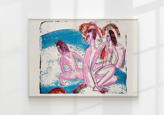 Three Bathers by Stones by Ernst Kirchner