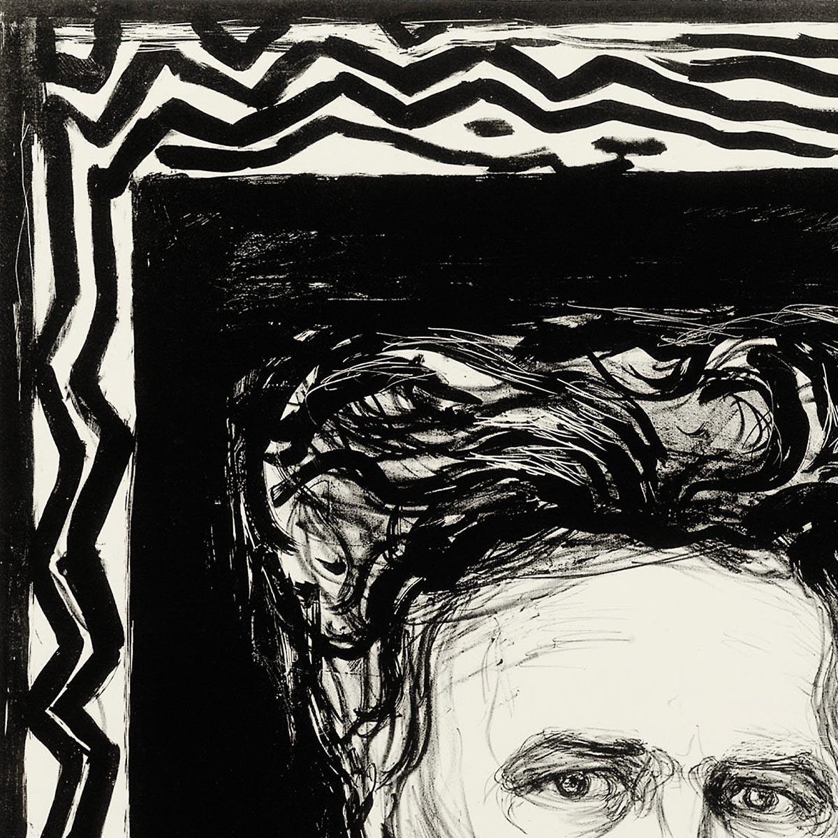 "August Strindberg" Munch Exhibition Poster - _ready-for-faire, Art Exhibition Poster, Black and White, Edvard Munch, Exhibition Poster, expressionism, Moma, mun10040, Munch, office, Office decor, Officer Decor, portrait, ready-for-abound, symbolism, Wall Art