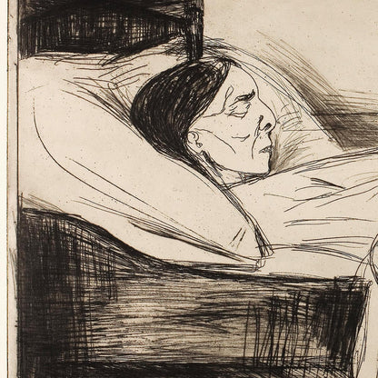 Póster artístico de La madre muerta y su hijo de Edvard Munch