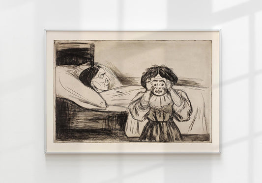 Póster artístico de La madre muerta y su hijo de Edvard Munch