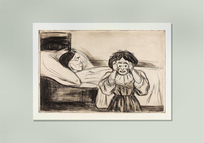 Póster artístico de La madre muerta y su hijo de Edvard Munch