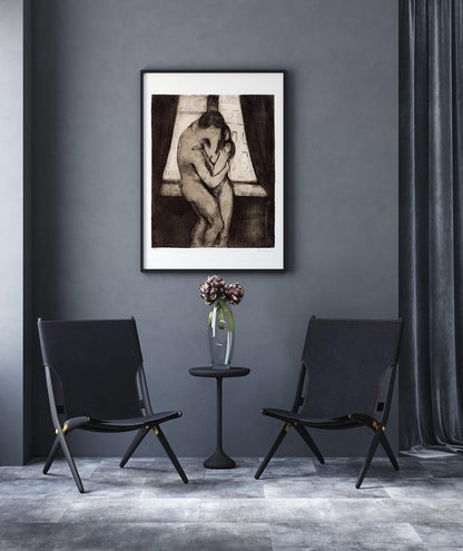 Póster artístico de El beso de Edvard Munch
