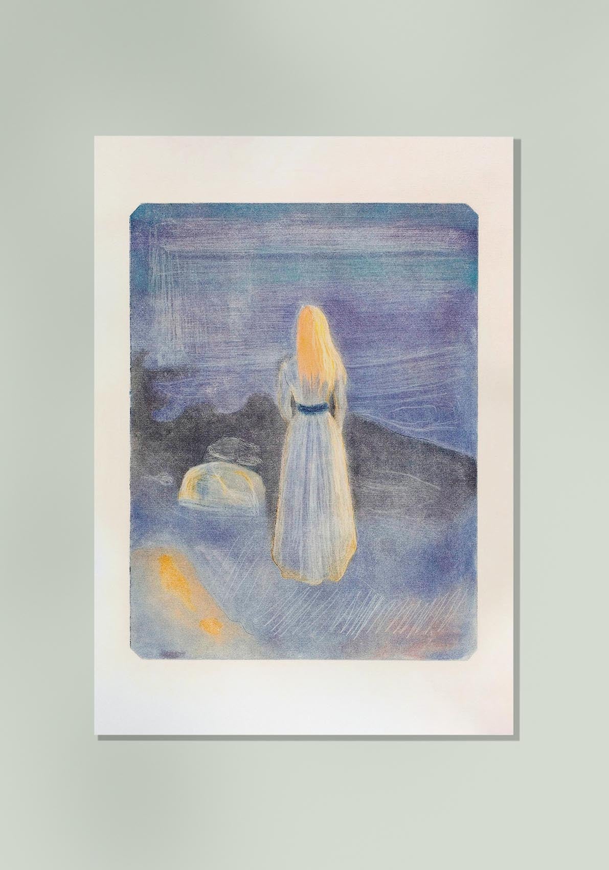 Edvard Munch Young Woman on the Beach Art Poster