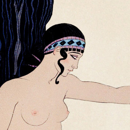 Póster vintage de Mujer sentada y querubín