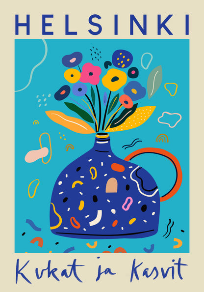 Conjunto de 3 láminas artísticas de flores finlandesas