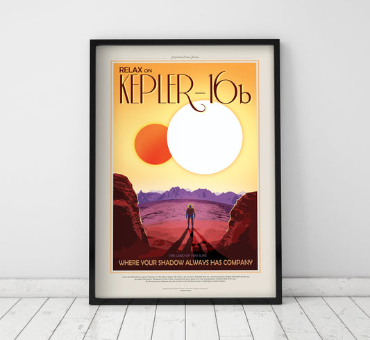 Póster de viaje a la NASA sobre el JPL Kepler-16b