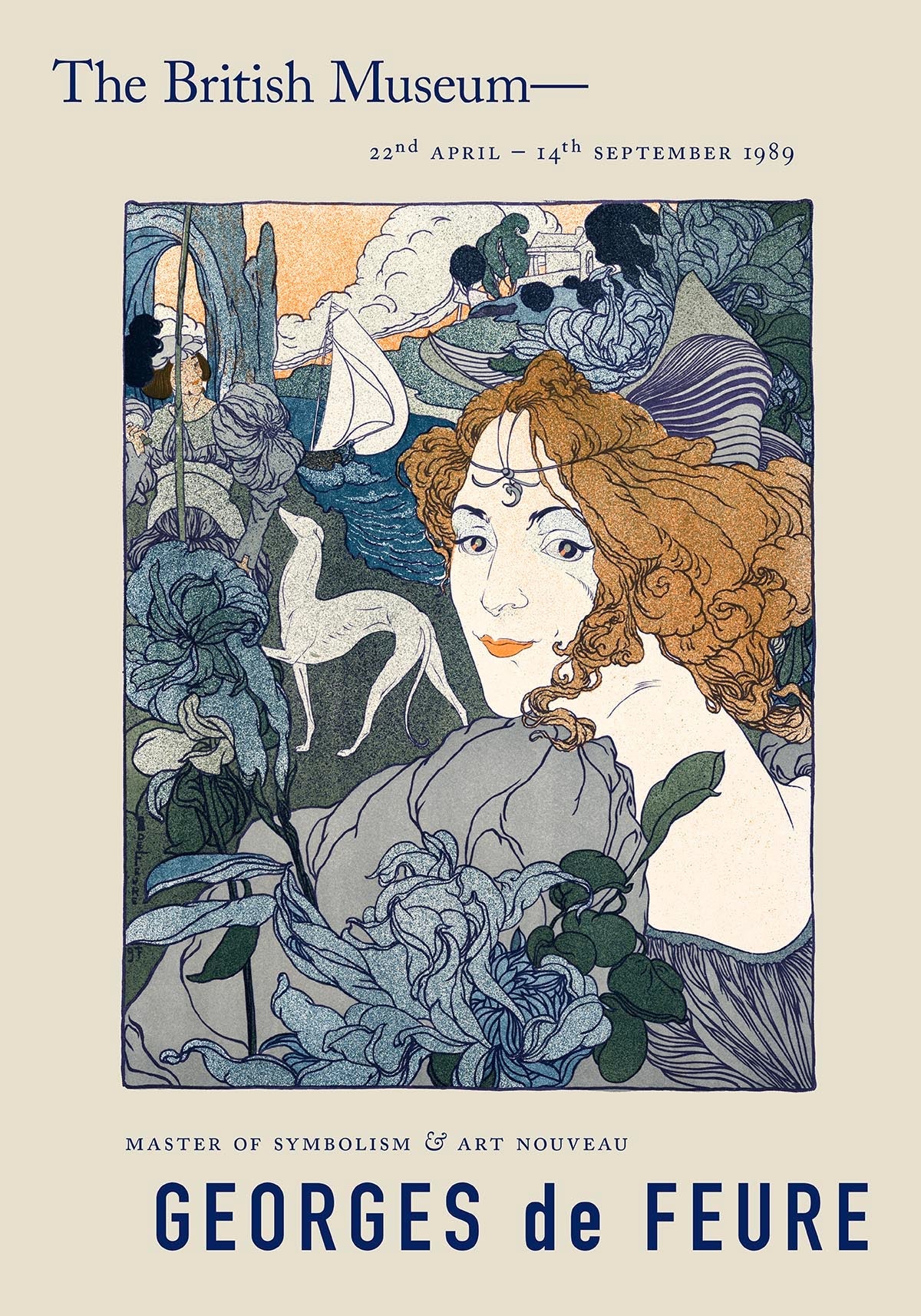 Georges de Feure Woman & Dog Exhibition Poster