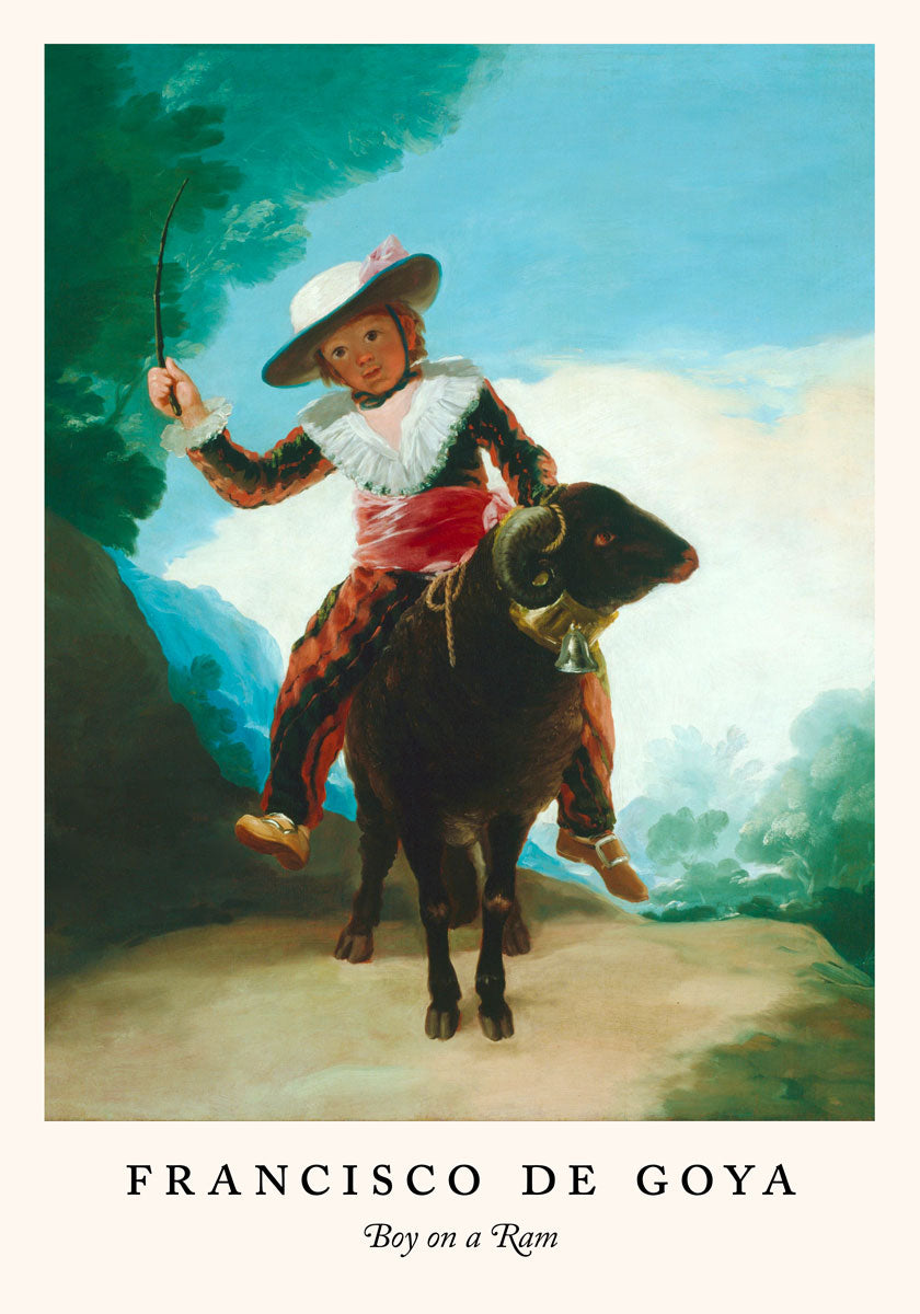 Niño sobre un carnero - Cartel de la exposición de Francisco de Goya