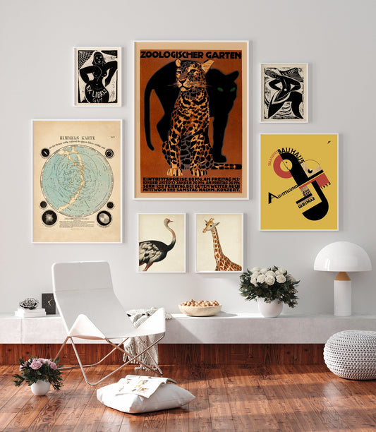 Vintage Art Gallery Wall Set of 7 Poster