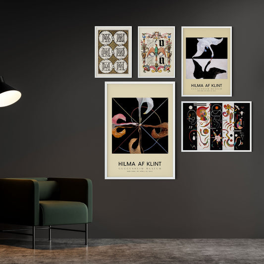 Modern Art Gallery Wall Set of 5 Art Prints