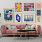 Pink and Blue Art Gallery Wall Set of 8 Poster