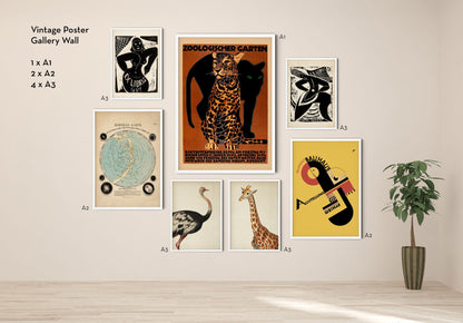 Juego de 7 pósters de pared para galería de arte vintage