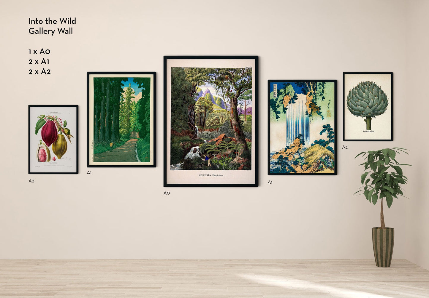 Flora and Fauna Green Gallery Wally Wall Set of 5 Prints