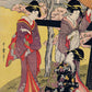 Gotenyama no Hanami Hidari (3 Geishas at Cherry Blossom Garden) by Utamaro Kitagawa