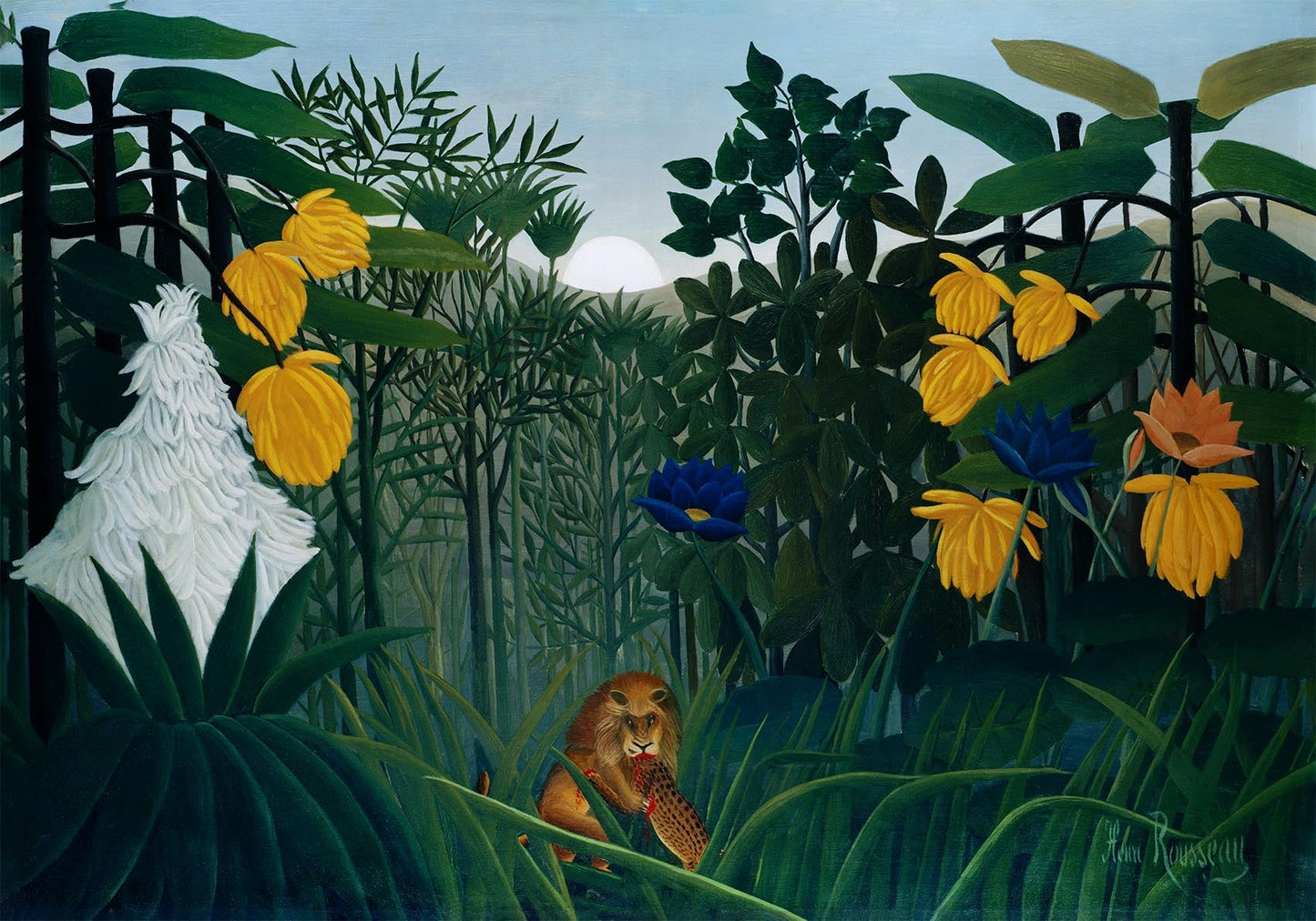 La comida del león de Rousseau Lámina artística