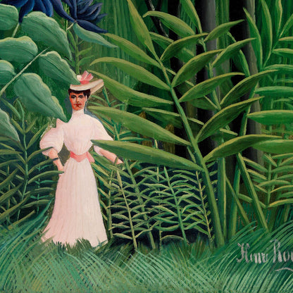 Mujer caminando en un bosque exótico, de Rousseau
