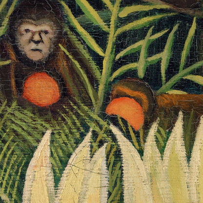 Cartel de la exposición Monos y loros de Rousseau