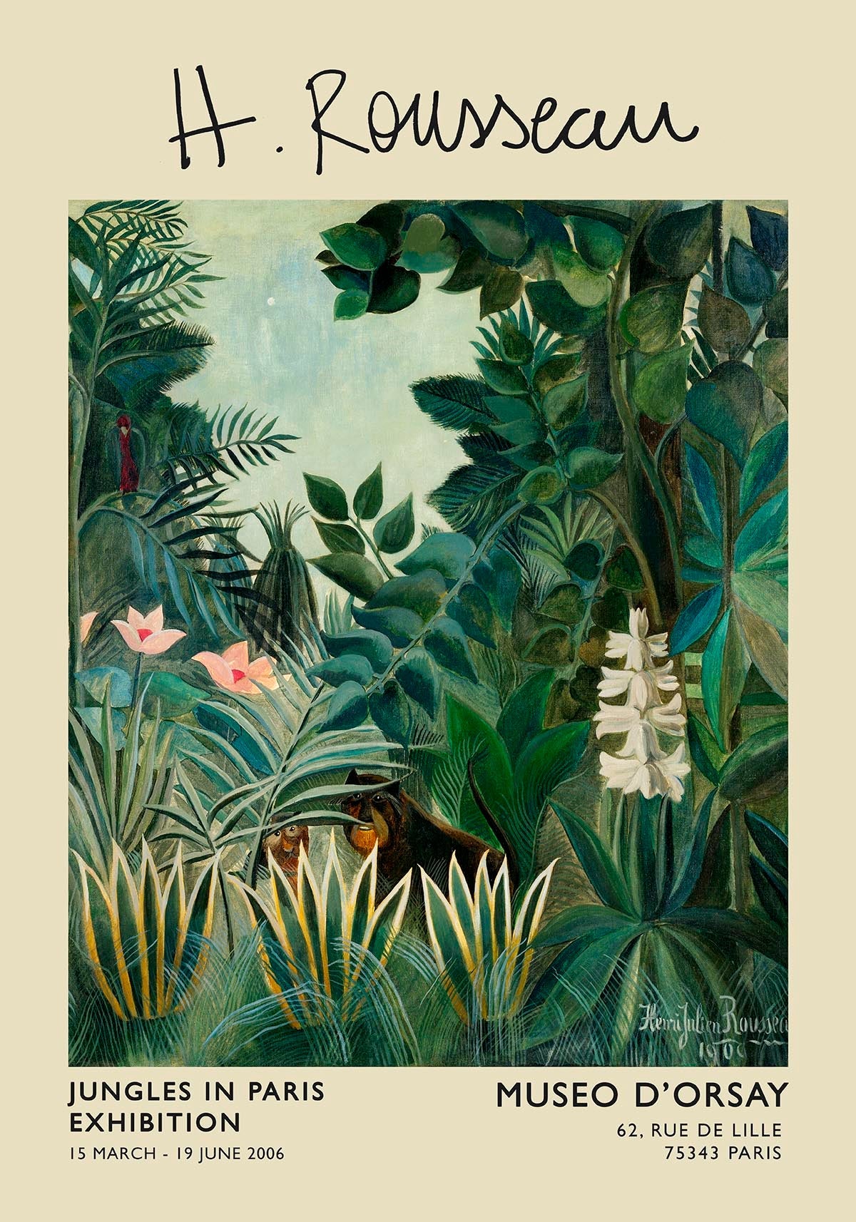 Cartel de la exposición La jungla ecuatorial de Rousseau