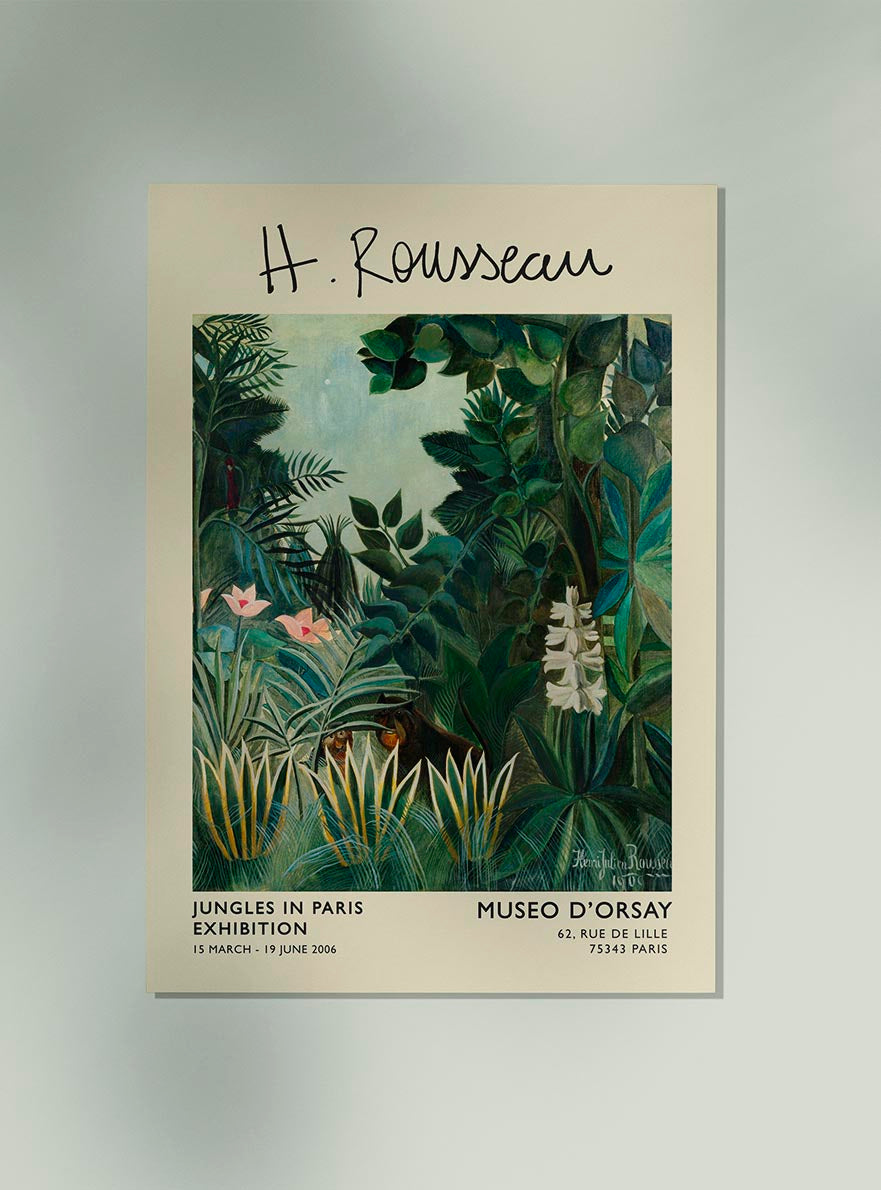 Cartel de la exposición La jungla ecuatorial de Rousseau